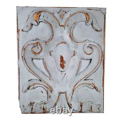 Scroll leaf shield wood carving panel 1469 Antique French architectural salvage
