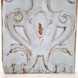 Scroll leaf shield wood carving panel 1469 Antique French architectural salvage