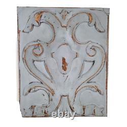 Scroll leaf shield wood carving panel 1469 Antique French architectural salvage