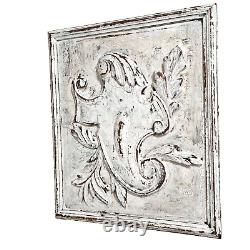 Scroll leaf shield wood carving panel 176 Antique French architectural salvage