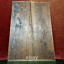 Scroll leaf shield wood carving panel 1909 Antique French architectural salvage