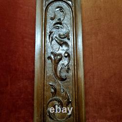 Scroll leaf shield wood carving panel 24 in Antique French architectural salvage