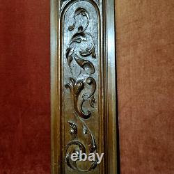 Scroll leaf shield wood carving panel 24 in Antique French architectural salvage