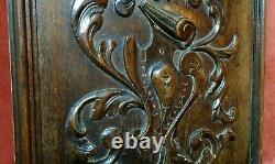 Scroll leaves armorial carving panel Antique french architectural salvage 18