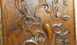 Scroll leaves armorial flower carving panel Antique french architectural salvage