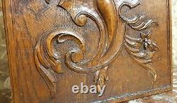 Scroll leaves armorial flower carving panel Antique french architectural salvage