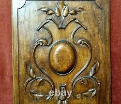 Scroll leaves blazon carved wood panel Antique french architectural salvage 18