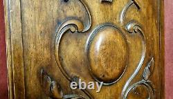 Scroll leaves blazon carved wood panel Antique french architectural salvage 18