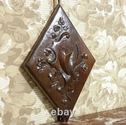 Scroll leaves blazon carved wood panel antique french architectural salvage 15