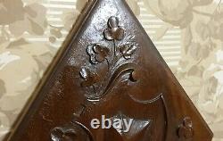 Scroll leaves blazon carved wood panel antique french architectural salvage 15