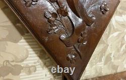 Scroll leaves blazon carved wood panel antique french architectural salvage 15