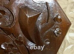 Scroll leaves blazon carved wood panel antique french architectural salvage 15