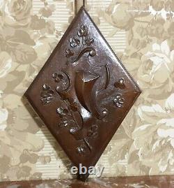 Scroll leaves blazon carved wood panel antique french architectural salvage 15