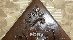 Scroll leaves blazon carved wood panel antique french architectural salvage 15