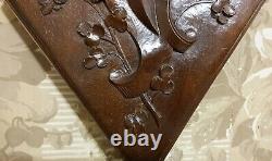 Scroll leaves blazon carved wood panel antique french architectural salvage 15