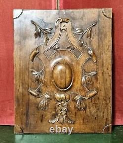 Scroll leaves carved wood panel Antique vintage french architectural salvage 16