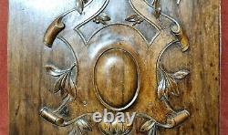 Scroll leaves carved wood panel Antique vintage french architectural salvage 16