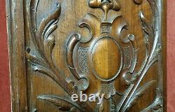 Scroll leaves carved wood panel Antique vintage french architectural salvage 19