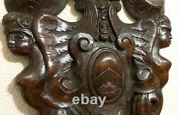 Scroll leaves caryatid carving panel Antique french architectural salvage 19