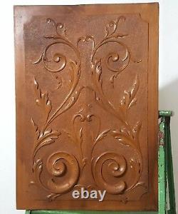 Scroll leaves decorative carving panel Antique French Architectural salvage 20