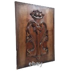 Scroll leaves dragon carving panel 20.67 in Antique French architectural salvage