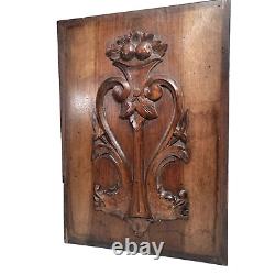 Scroll leaves dragon carving panel 20.67 in Antique French architectural salvage