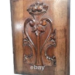 Scroll leaves dragon carving panel 20.67 in Antique French architectural salvage