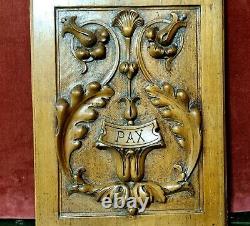 Scroll leaves flower carved wood panel Antique french architectural salvage 12