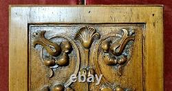 Scroll leaves flower carved wood panel Antique french architectural salvage 12