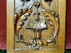 Scroll leaves flower carved wood panel Antique french architectural salvage 12