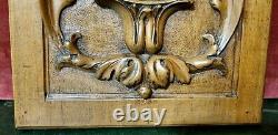 Scroll leaves flower carved wood panel Antique french architectural salvage 12