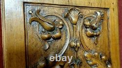 Scroll leaves flower carved wood panel Antique french architectural salvage 12