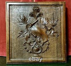 Scroll leaves flower wood carving panel Antique french architectural salvage 13