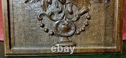 Scroll leaves flower wood carving panel Antique french architectural salvage 13