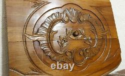 Scroll leaves flower wood carving panel Antique french architectural salvage 21