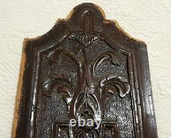 Scroll leaves green man wood carving panel Antique french architectural salvage