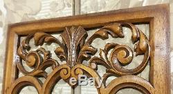 Scroll leaves pierced wood carving panel antique french architectural salvage