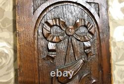 Scroll leaves ribbon wood carving panel Antique french architectural salvage