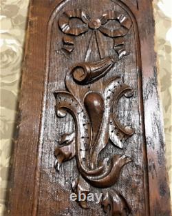 Scroll leaves ribbon wood carving panel Antique french architectural salvage