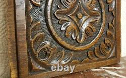 Scroll leaves rosette wood carving panel Antique french architectural salvage