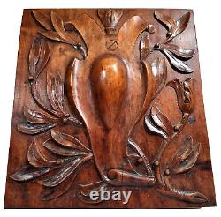 Scroll leaves walnut carving panel 14.96 in Antique French architectural salvage