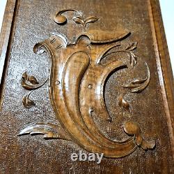 Scroll leaves wood carving panel 18.39 in Antique French architectural salvage