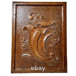 Scroll leaves wood carving panel 18.39 in Antique French architectural salvage