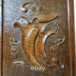 Scroll leaves wood carving panel 18.39 in Antique French architectural salvage