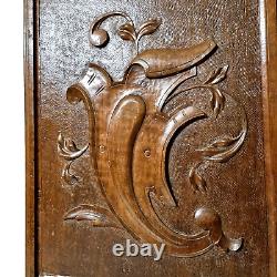 Scroll leaves wood carving panel 18.39 in Antique French architectural salvage