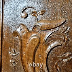 Scroll leaves wood carving panel 18.39 in Antique French architectural salvage