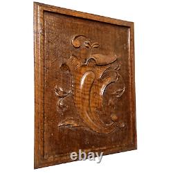 Scroll leaves wood carving panel 18.39 in Antique French architectural salvage