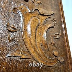 Scroll leaves wood carving panel 18.39 in Antique French architectural salvage