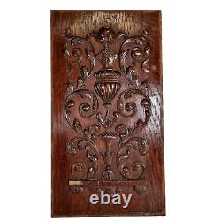 Scroll leaves wood carving panel 23.82 in Antique French architectural salvage