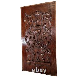 Scroll leaves wood carving panel 23.82 in Antique French architectural salvage